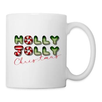 Holly jolly Christmas fröhliche Weihnachten - Tasse - Weiß - Rechts