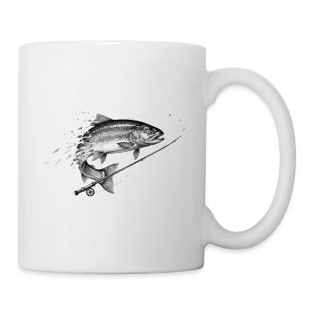 Fly Fishing Trout Rod Ink Vector - Mug - white - Right