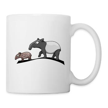 Schabracken Tapir Familie Comic Tier Geschenk - Tasse - Weiß - Rechts