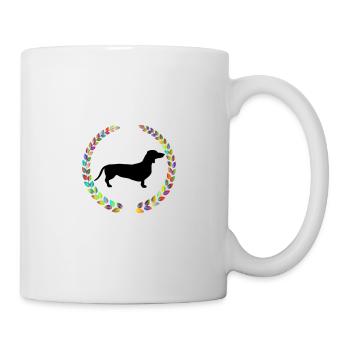 Dachshund with wreath - Mug - white - Right