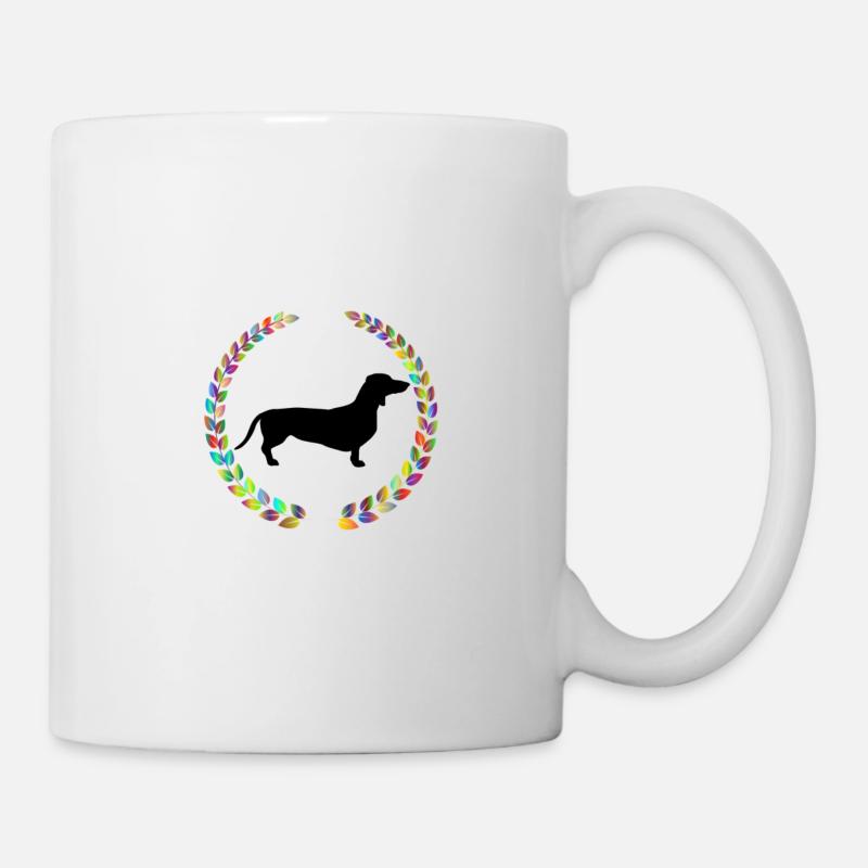Dackel mit Kranz - Tasse - Weiß
