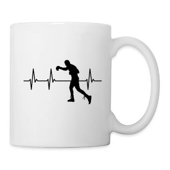 Herzschlag Boxer Boxsack Boxing Puls Heartbeat - Tasse - Weiß - Rechts