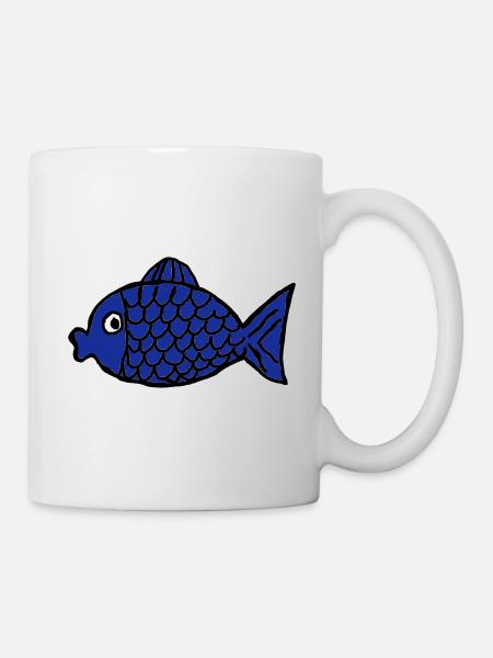Poisson bleu - Mug blanc - blanc