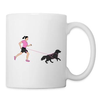 Course tout-terrain - Coureuse avec chien - Canicross - rose - Mug blanc - blanc - Droite