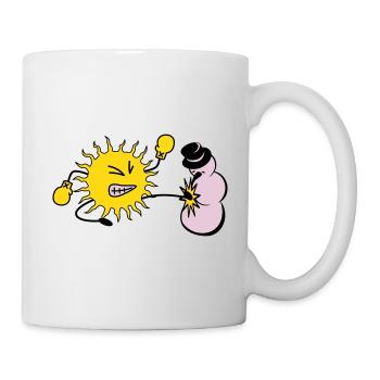 sonne kickt schneemann - Tasse - Weiß - Rechts