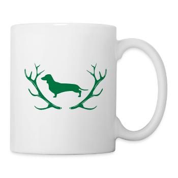 Shorthair - dachshund - antlers - silhouette - Mug - white - Right