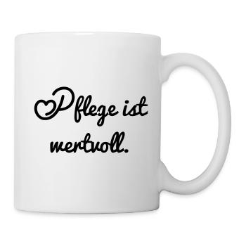 Pflege ist wertvoll - Tasse - Weiß - Rechts