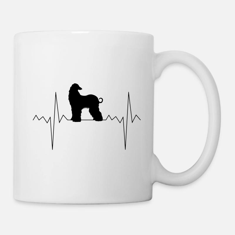 Herzfrequenz Herzschlag Afghane Windhund Geschenk - Tasse - Weiß
