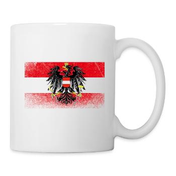 Österreich Flagge im coolen Grunge Retro Look - Tasse - Weiß - Rechts
