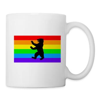 Berliner Bär / LGBT Q / Regenbogen Fahne - Tasse - Weiß - Rechts