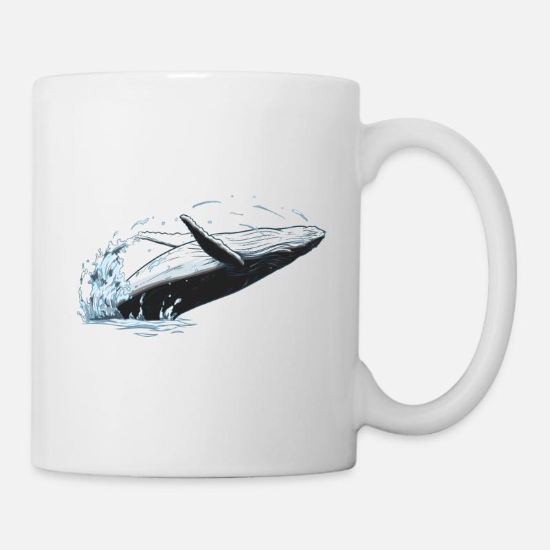 Buckelwal Springt aus dem Wasser - Tasse - Weiß