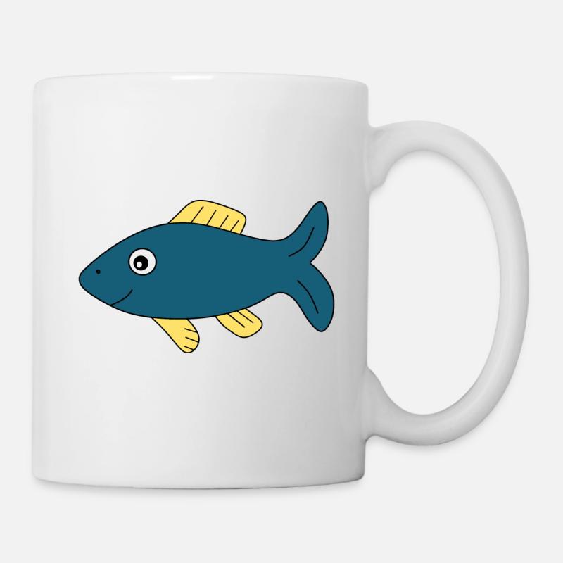 blauer Fisch Comic Fisch - Tasse - Weiß