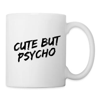 "Cute But Psycho" Black Brush Font - Mug - white - Right