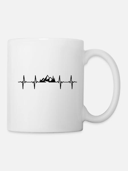 Berge Herzschlag Wandern Bergsteigern Berg T-Shirt - Tasse - Weiß
