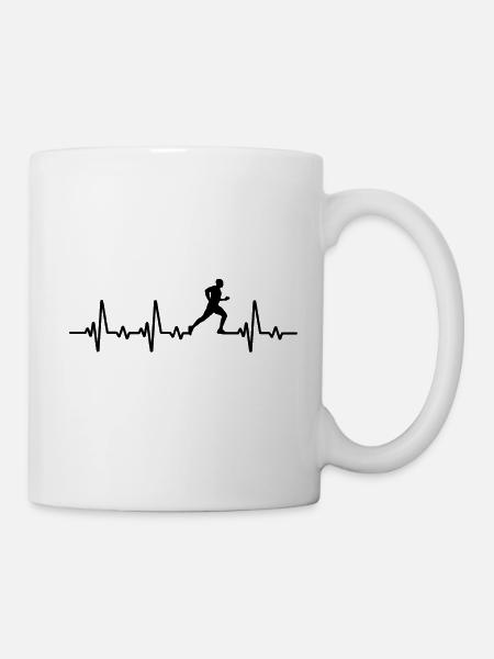 Laufen Joggen Herzschlag T-shirt Marathon Läufer - Tasse - Weiß
