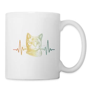 Battement de cœur Chat ECG Pouls Chat Amour - Mug blanc - blanc - Droite