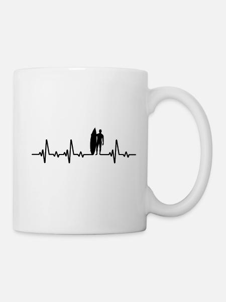 Surf Herzschlag Surfen Surfer - Tasse - Weiß