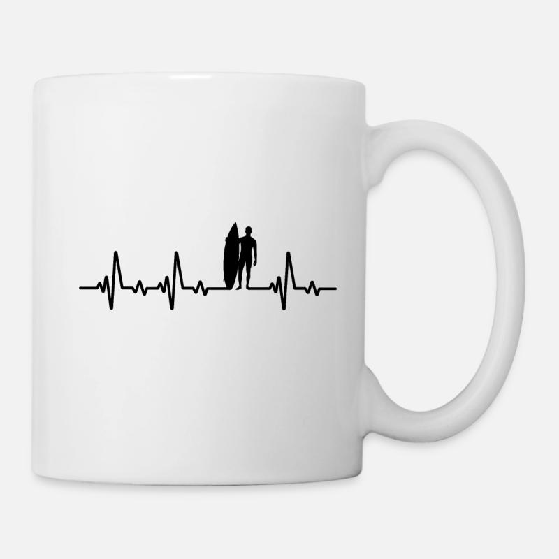 Surf Herzschlag Surfen Surfer - Tasse - Weiß