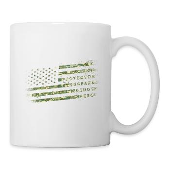 Husband Daddy Protector Hero Merica USA Flag - Mug - white - Right