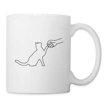 Katze Handschlag - Tasse - Weiß - Rechts