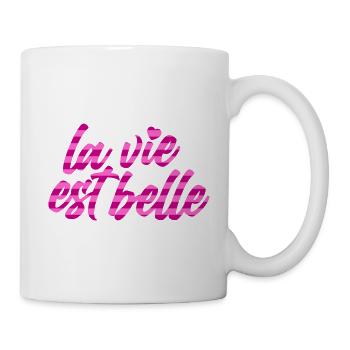Das Leben ist schön | Farben änderbar - Tasse - Weiß - Rechts