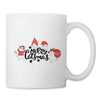 Lustige Weihnachtskatzen - Tasse - Weiß - Rechts