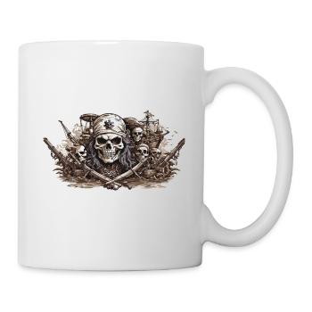 Halloween Piratenflagge Skull Freibeuter Design - Tasse - Weiß - Rechts