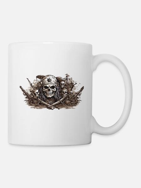 Halloween Pirate drapeau tête de mort Buccaneer Design - Mug blanc - blanc