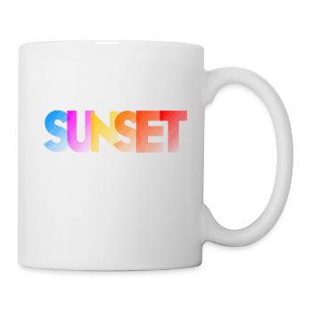 SUNSET Schrift Sonnenuntergang Farben Urlaubsmotiv - Tasse - Weiß - Rechts