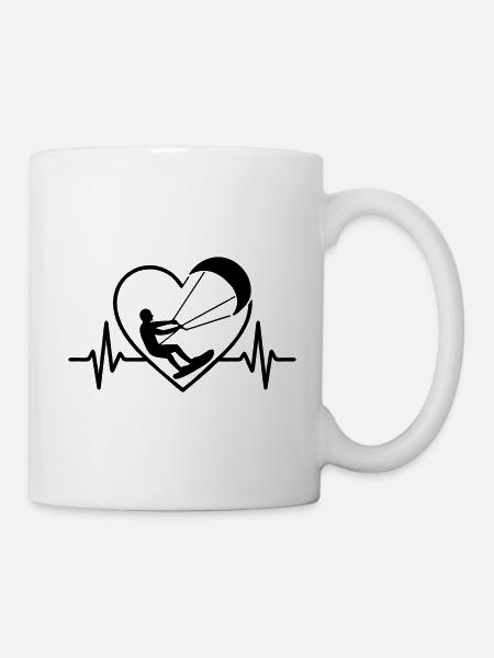 Kitesurf Kitesurfer Cœur Passion - Mug blanc - blanc