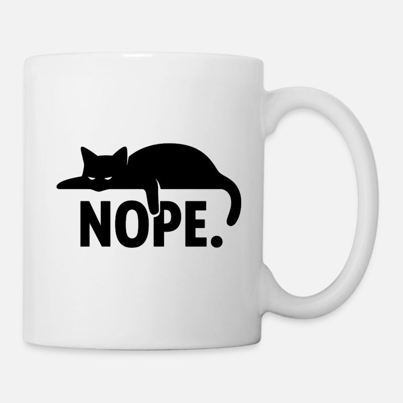 Nope Cat – Lustiges minimalistisches Design - Tasse - Weiß