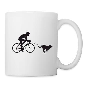 Fahrrad mit Hund - Tasse - Weiß - Rechts