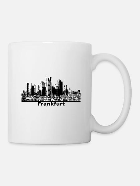 Frankfurt Banken Panorama Hochhäuser schwarz - Tasse - Weiß