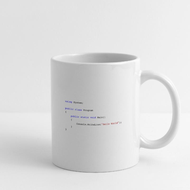 C # .NET Code Hello World Programmer Gift Mug blanc