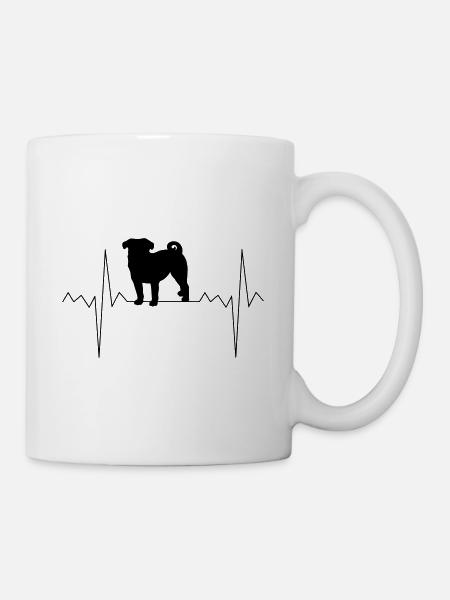 Herzschlag Herzfrequenz Mops - Tasse - Weiß
