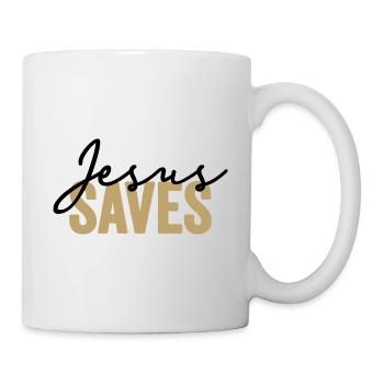 Jesus Saves Dans Les Couleurs Noir Et Or - Mug blanc - blanc - Droite