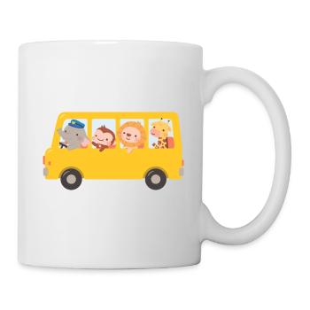 Yellow Bus With Cute Animals - Mug - white - Right