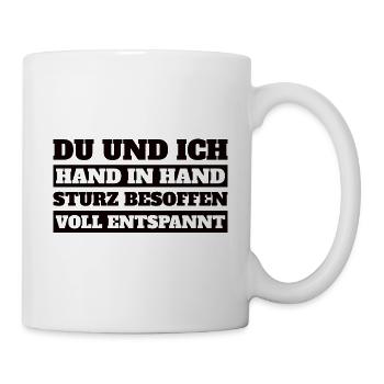 Du und Ich Hand in Hand Lustige Sprüche - Tasse - Weiß - Rechts