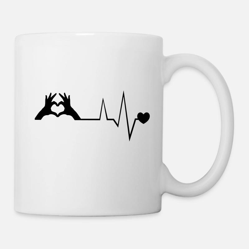 herzschlag hand puls symbol - Tasse - Weiß