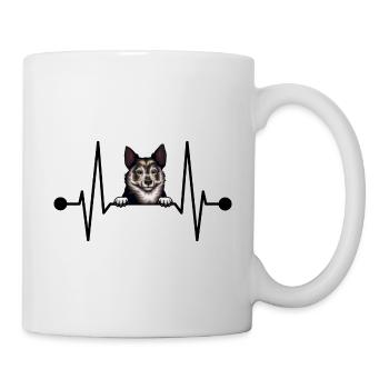 Suédois Vallhund Västgötaspets Heartbeat Peeking - Mug blanc - blanc - Droite
