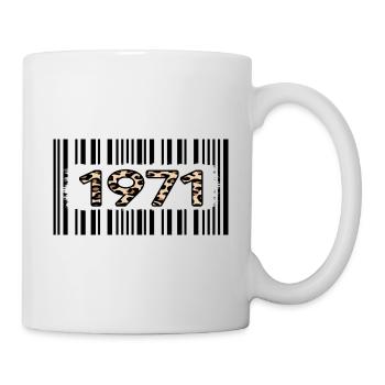 1971 birthday 51 years anniversary barcode leopard - Mug - white - Right