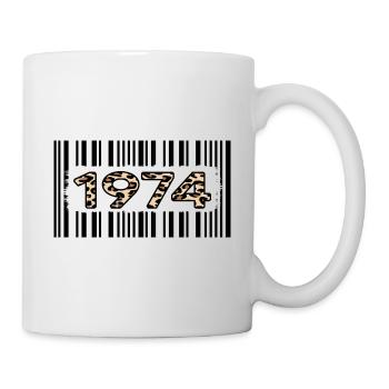 1974 birthday 48 years anniversary barcode leopard - Mug - white - Right
