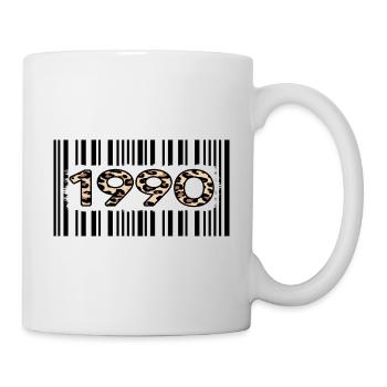 1990 birthday 32 year anniversary barcode leopard - Mug - white - Right
