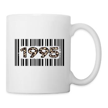 1995 birthday 27 years anniversary barcode leopard - Mug - white - Right