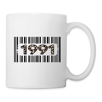 1991 birthday 31 years anniversary barcode leopard - Mug - white - Right