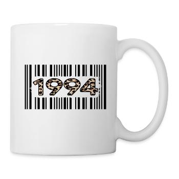 1994 birthday 28 years anniversary barcode leopard - Mug - white - Right