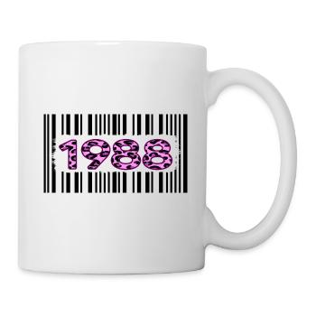 1988 geburtstag barcode rosa leopard retro-party - Tasse - Weiß - Rechts
