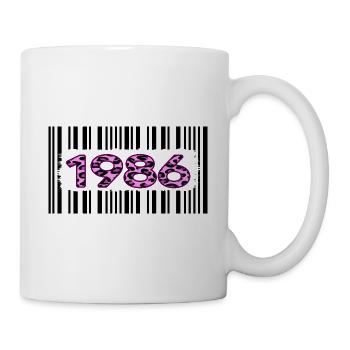 1986 geburtstag barcode rosa leopard retro-party - Tasse - Weiß - Rechts