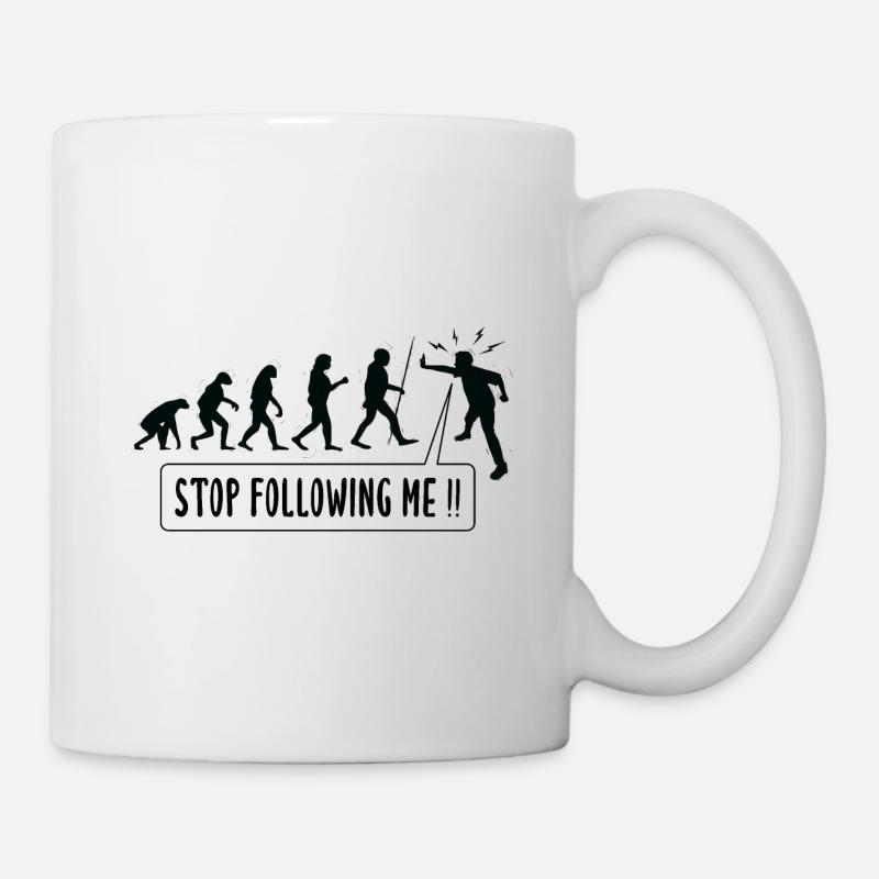 Stop Following Me !! Humour Evolution Humaine - Mug blanc - blanc