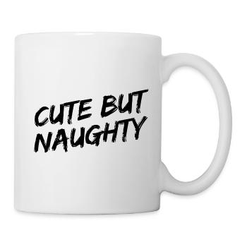"Cute But Naughty" Black Brush Font - Mug - white - Right